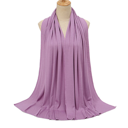 Pure Color Mercerized Cotton Headscarf Warm Shawl