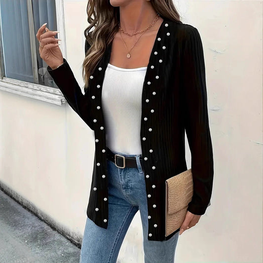 Women's Elegant Graceful Beaded Heavy Industry Knitted Coat Jacket