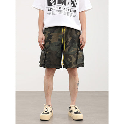 Pantaloncini Uomo Cargo Multitasche – Stile Workwear Americano, Camouflage, Leggeri e Resistenti