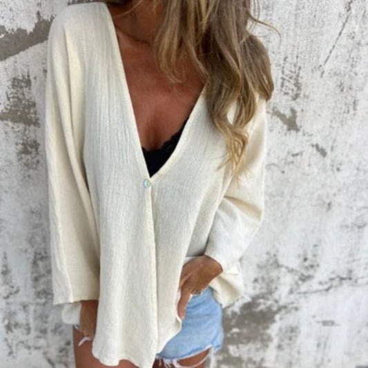 Cardigan V-neck Fashionable Loose Top For Women