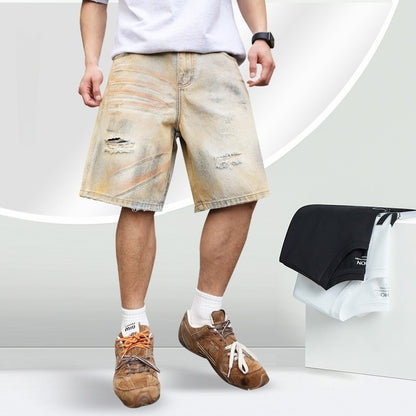 👖 Pantaloncini Uomo in Denim Strappato – Effetto Vintage e Stile Casual 👖