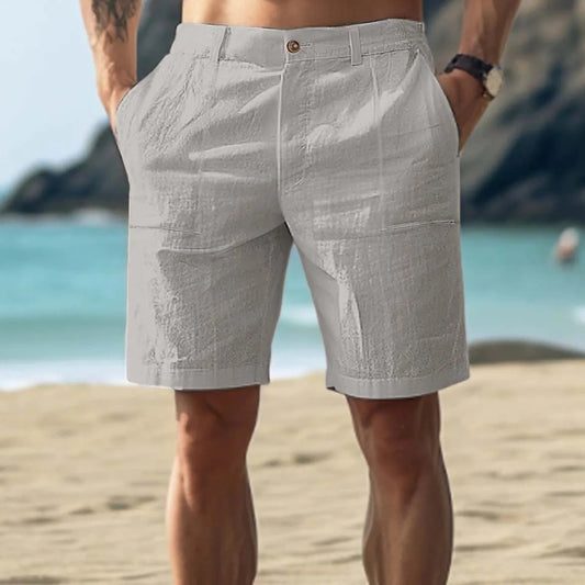 Shorts casual cotone e lino, modello Five-poin