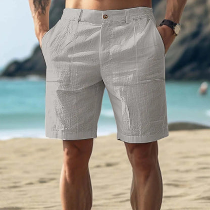 Shorts casual cotone e lino, modello Five-poin