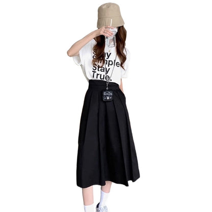 Women's Mid-length Skirt High Waist Pleated Skirt