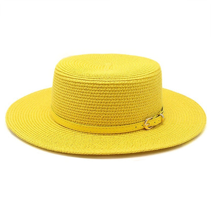 Wide Brim Flat Top Women's Spring And Summer Sun Beach Sun-proof Straw Hat