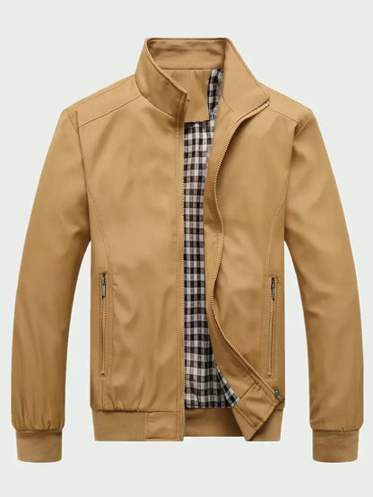 Primavera Autunno ✅Casual Solid Fashion Slim Bomber Blu,Grigio,Khaki