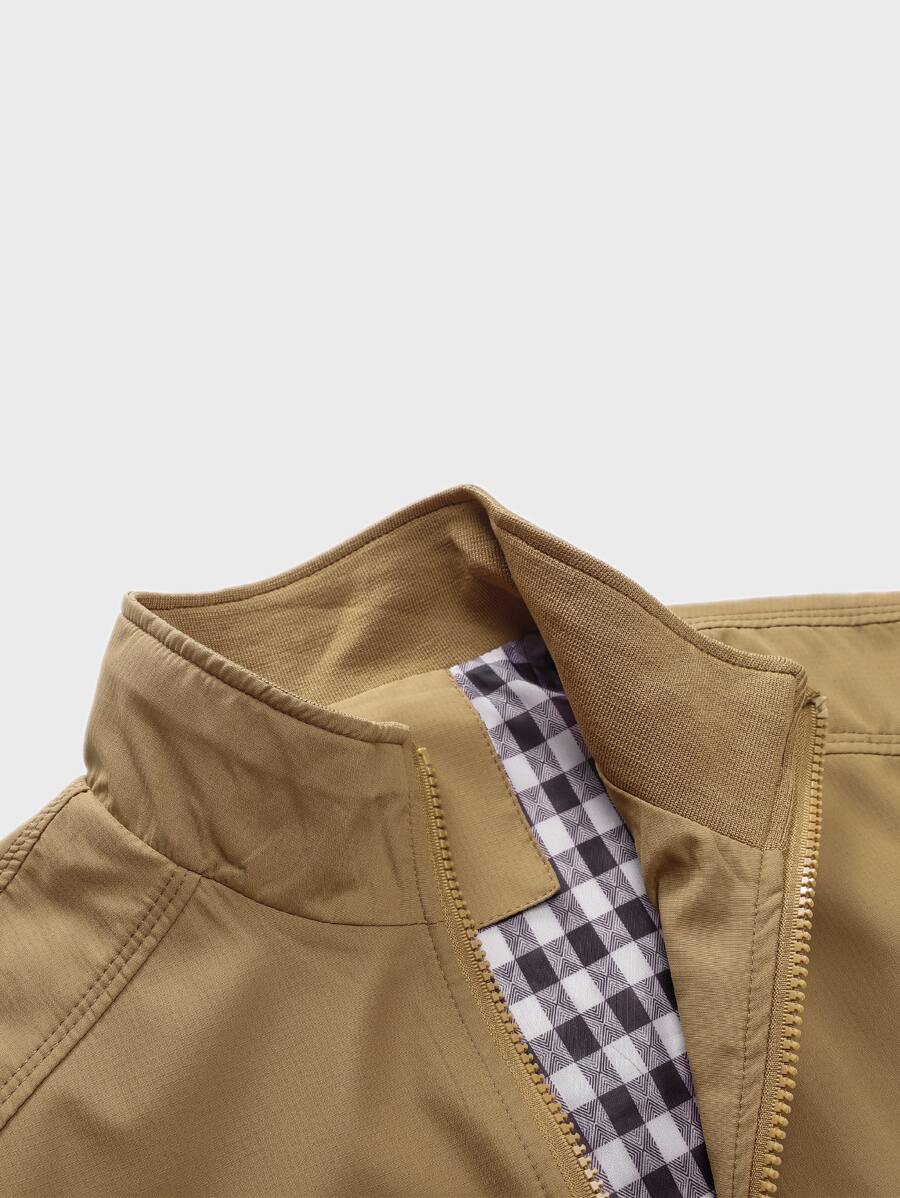 Primavera Autunno ✅Casual Solid Fashion Slim Bomber Blu,Grigio,Khaki