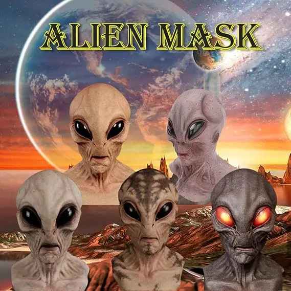 👽 MASCHERA ALIENO UFO TESCHIO HALLOWEEN COSPLAY IN SILICA GEL