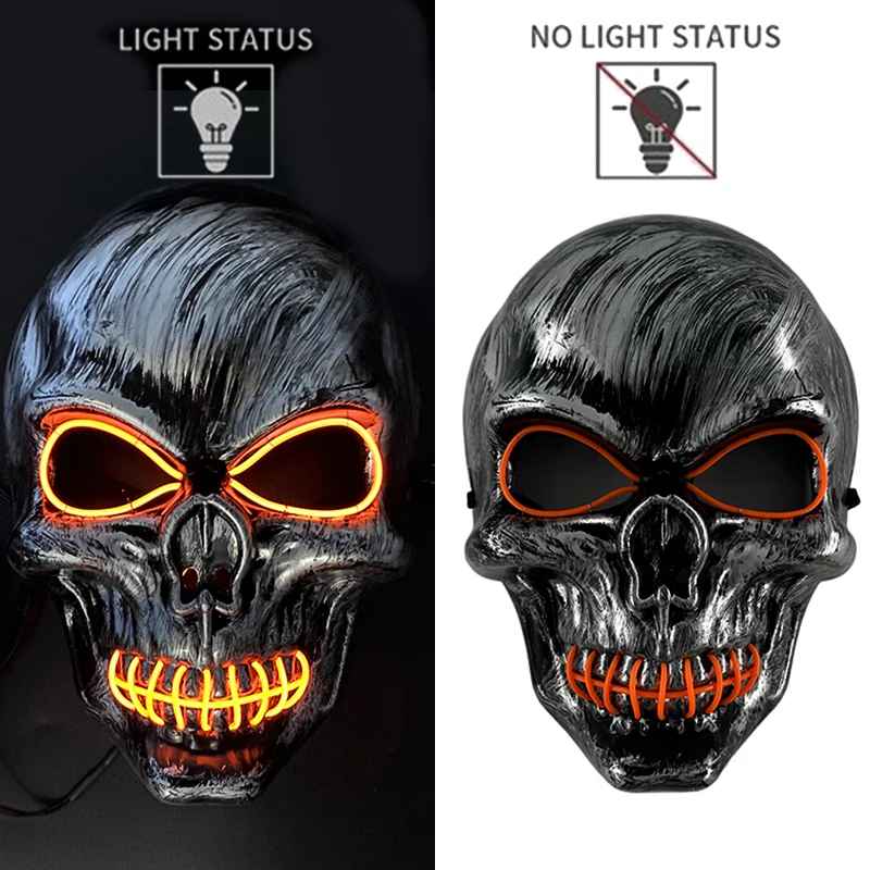 💀 Maschera Teschio 3D Evil & LED Glow – Halloween, Cosplay & Night Club
