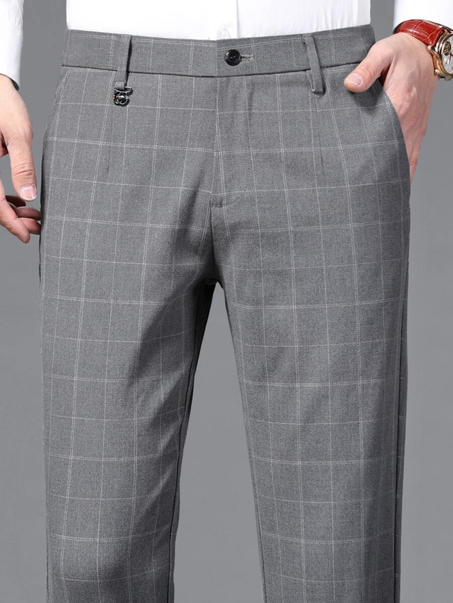Pantaloni Uomo Casual Dritti a Quadri Slim Fit Vita Bassa 3 Colori