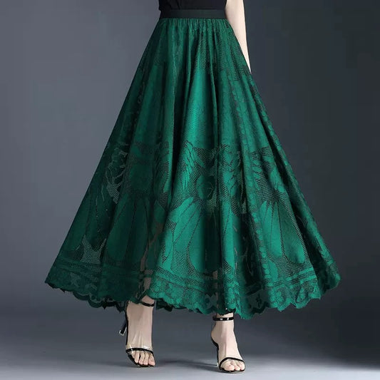 High Waist Slimming Large Hem A- Line Gauzy Skirt