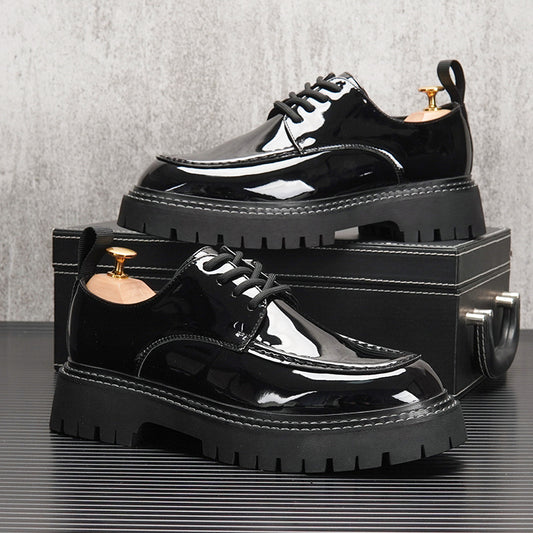 Men's Retro British Style Casual Shoes With Inner Heightening Thick Sole