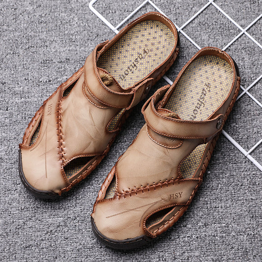 Sandali Uomo Casual in Vera Pelle Bovina Traspiranti Taglie Forti