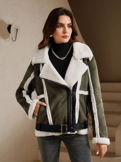 🧥 Giacca donna in peluche con revers – Calda invernale