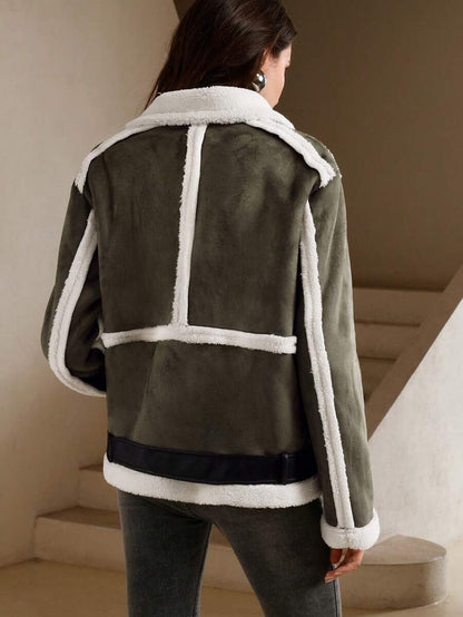 🧥 Giacca donna in peluche con revers – Calda invernale