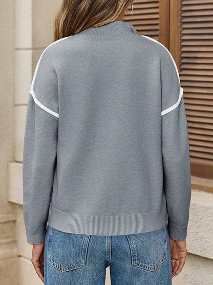 🧶 Maglione tinta unita con zip, vestibilità morbida