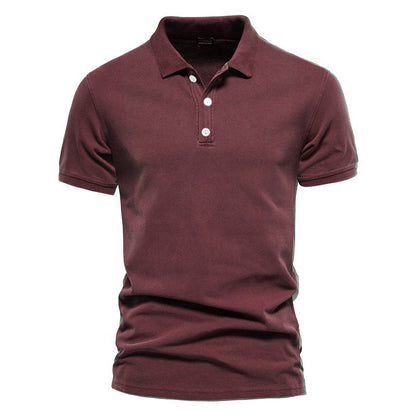 Lapel European And American Sports Men Twill Short Sleeve