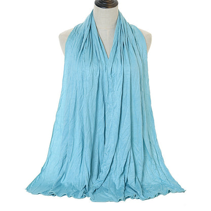 Pure Color Mercerized Cotton Headscarf Warm Shawl