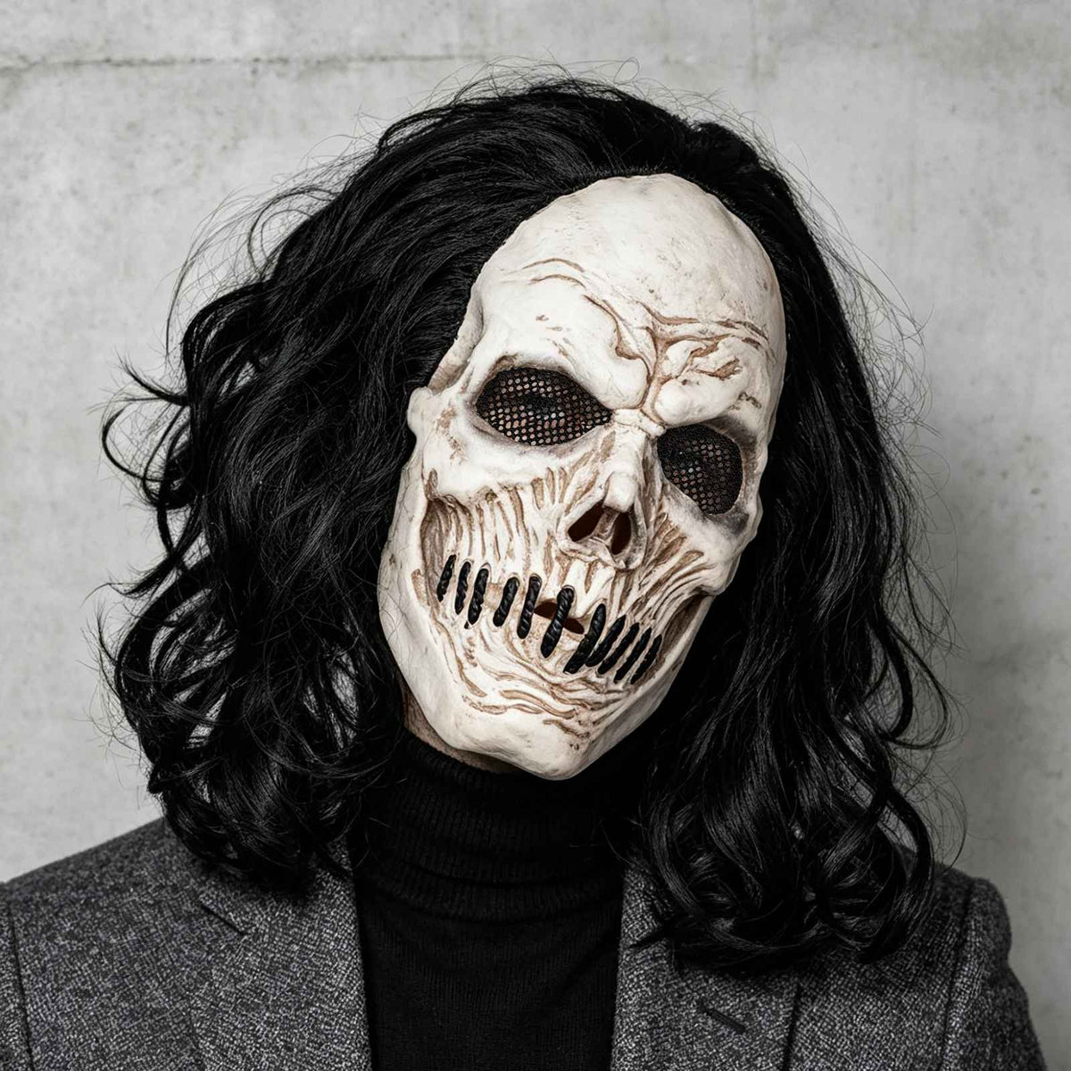 🔥Maschera Teschio Nero Lattice Horror Halloween Carnevale Cosplay