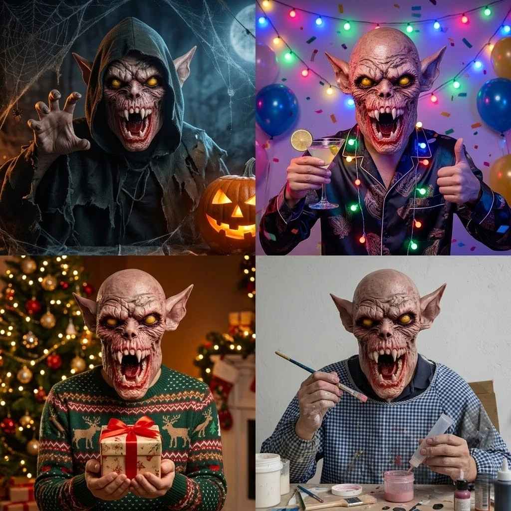 👹 Maschera Demone Ghoul Vampiro in Lattice – Halloween & Cosplay