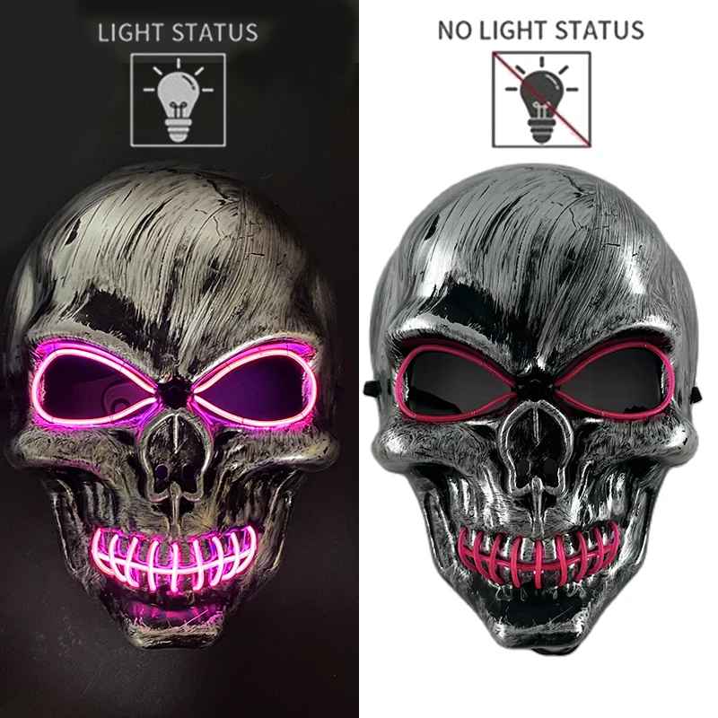 💀 Maschera Teschio 3D Evil & LED Glow – Halloween, Cosplay & Night Club