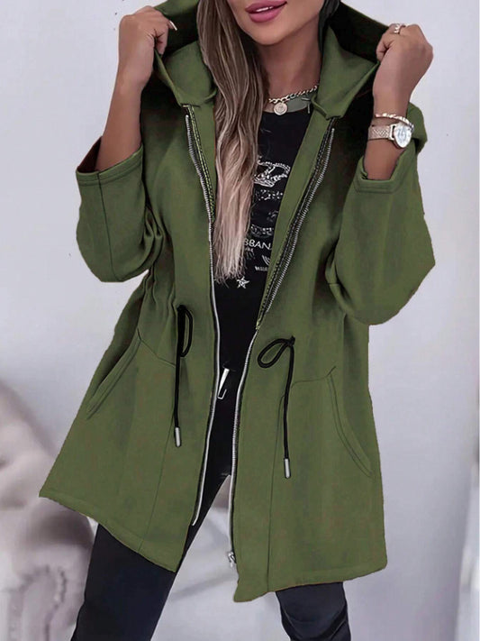 Women's Casual Beach Hooded Drawstring Pockets Thin Long Sweatshirt Sweatshirt