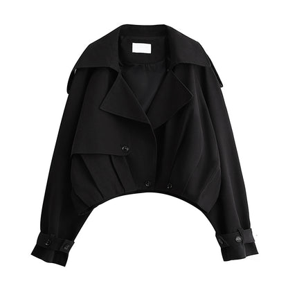 Women's Loose Retro Double Breasted Short Trench Coat