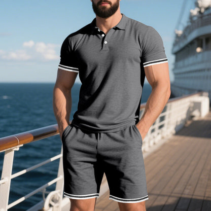 Male Color Blocking Sports And Leisure Teen T-shirt Suit