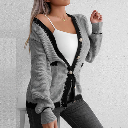 Idle Style Casual Knitted Long Sleeve Cardigan Coat