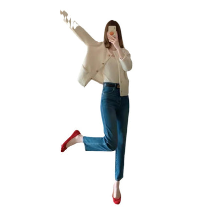 Women's Short Shoulder Knitted Cardigan Idle Style Casual Jacket
