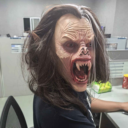🧛♀️ Maschera da Vampiro Realistica in Gomma con Capelli Lunghi e Zanne