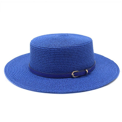 Wide Brim Flat Top Women's Spring And Summer Sun Beach Sun-proof Straw Hat