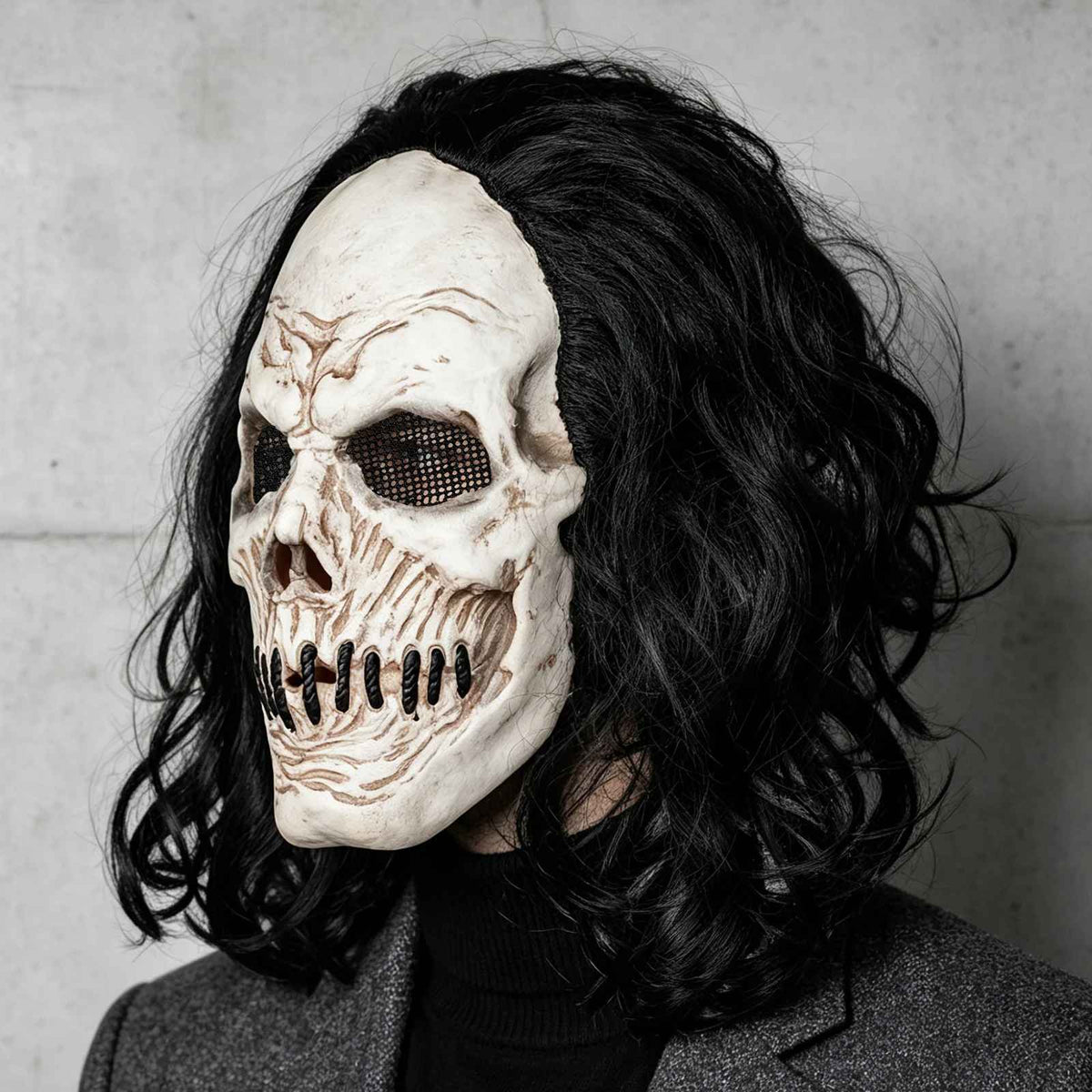 🔥Maschera Teschio Nero Lattice Horror Halloween Carnevale Cosplay