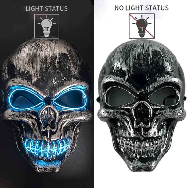 💀 Maschera Teschio 3D Evil & LED Glow – Halloween, Cosplay & Night Club