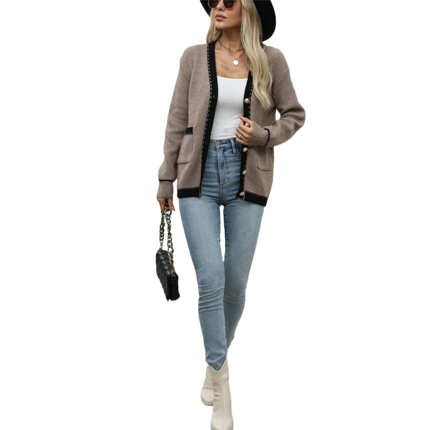 Idle Style Casual Knitted Long Sleeve Cardigan Coat
