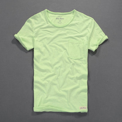 Simple Casual Men's Clothing Summer New Slub Cotton T-shirt