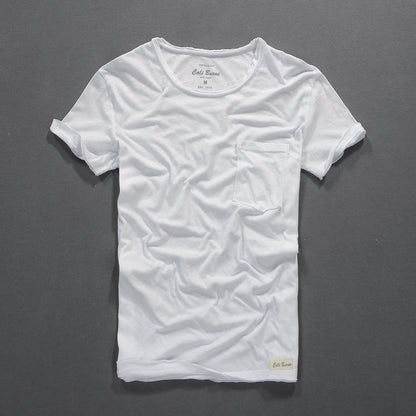 Simple Casual Men's Clothing Summer New Slub Cotton T-shirt