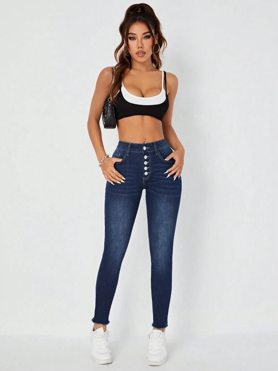 👖 Jeans donna cropped slim fit bicolore – Orlo arrotolato