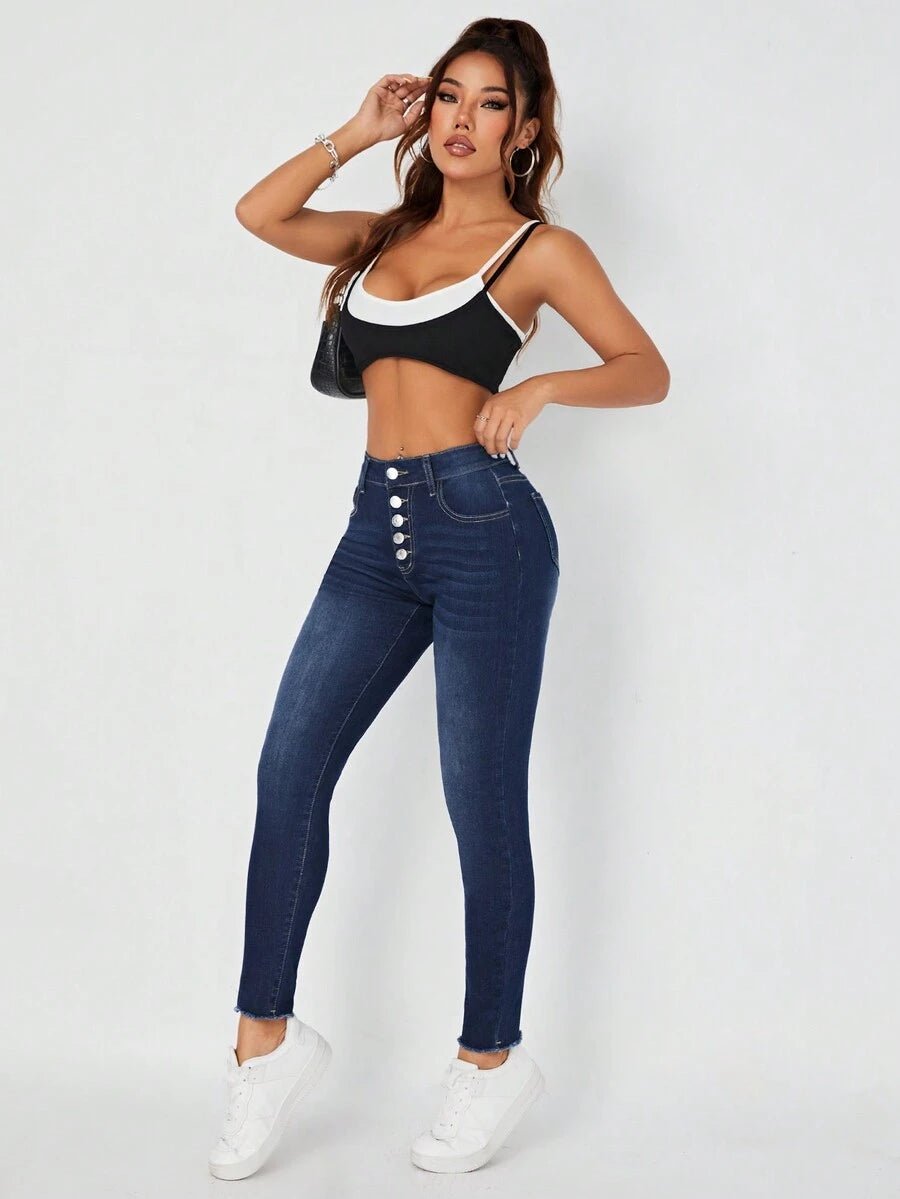 👖 Jeans donna cropped slim fit bicolore – Orlo arrotolato