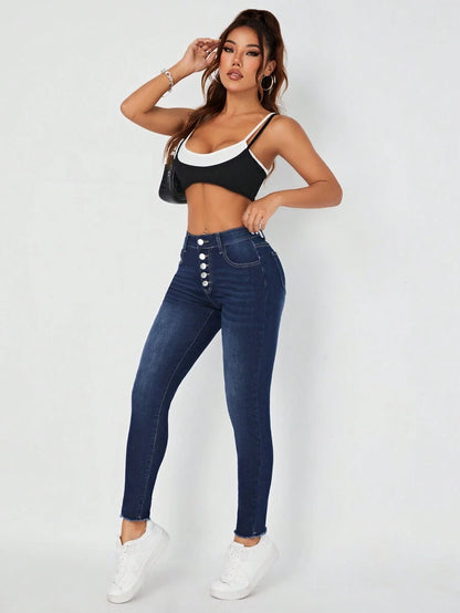 👖 Jeans donna cropped slim fit bicolore – Orlo arrotolato