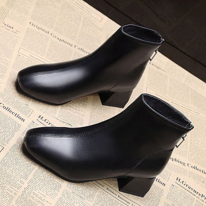 Female Square Toe Suede Boots