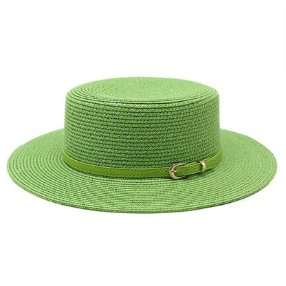 Wide Brim Flat Top Women's Spring And Summer Sun Beach Sun-proof Straw Hat