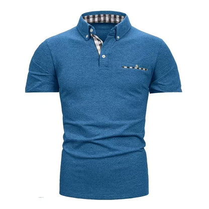 European And American Style Men's Clothing Plaid Short-sleeved Top