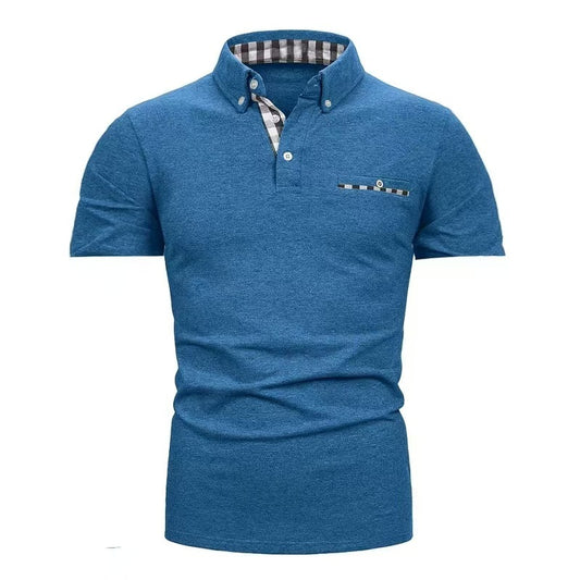 European And American Style Men's Clothing Plaid Short-sleeved Top