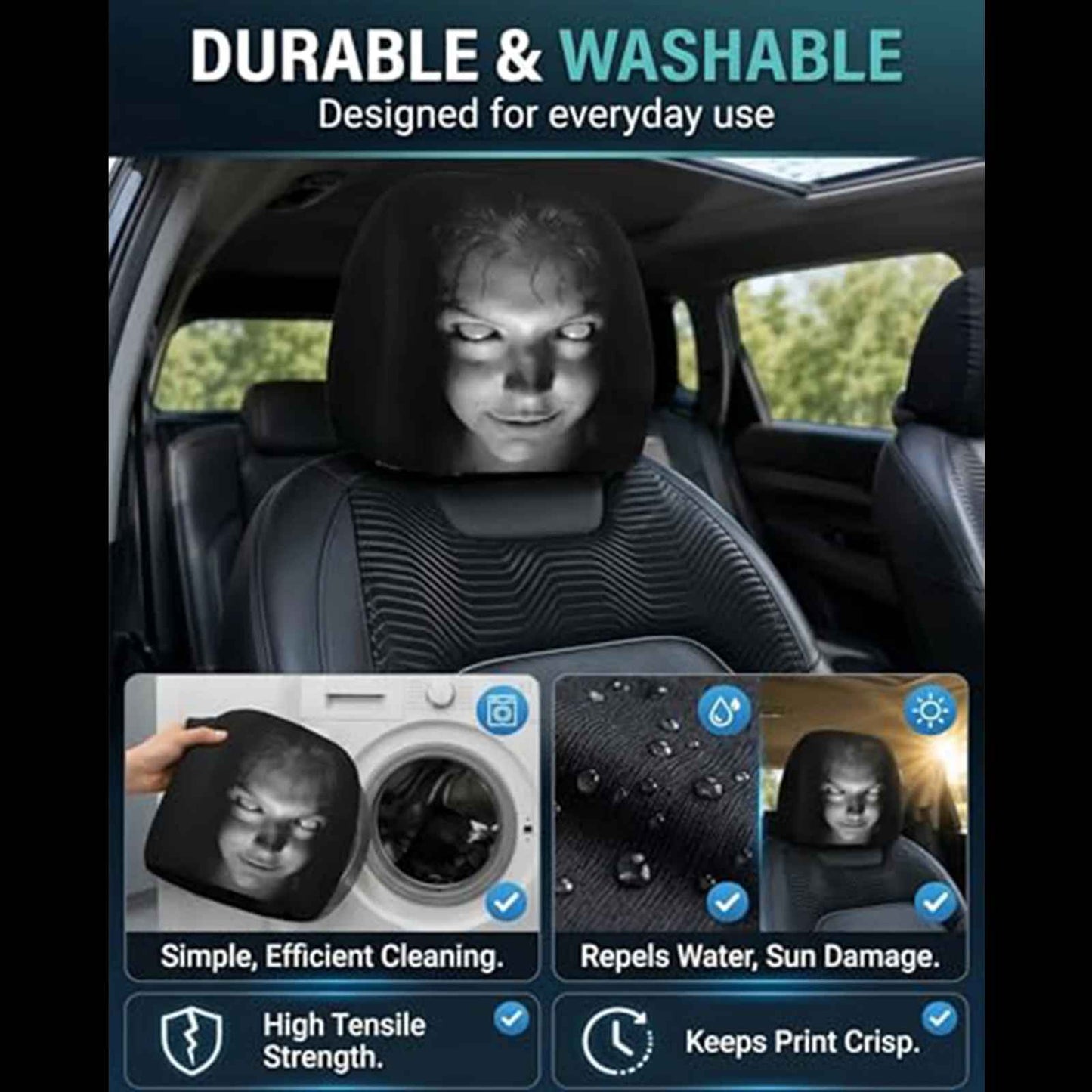 2/4/6 Pezzi Copri Poggiatesta AutoHorror Halloween, Universali, Traspiranti ed Elastici
