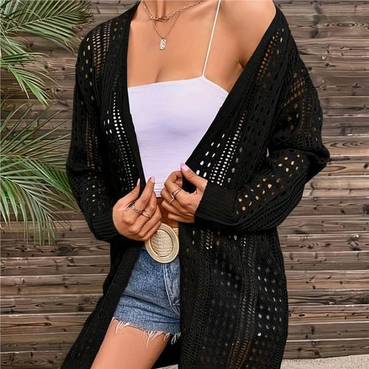 Plus Size Hollow-out Beach Knitted Loose Women's Cardigan