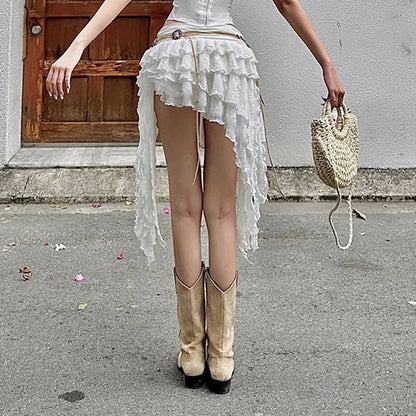Vacation Style Three-dimensional Flower Lace Strap Skirt