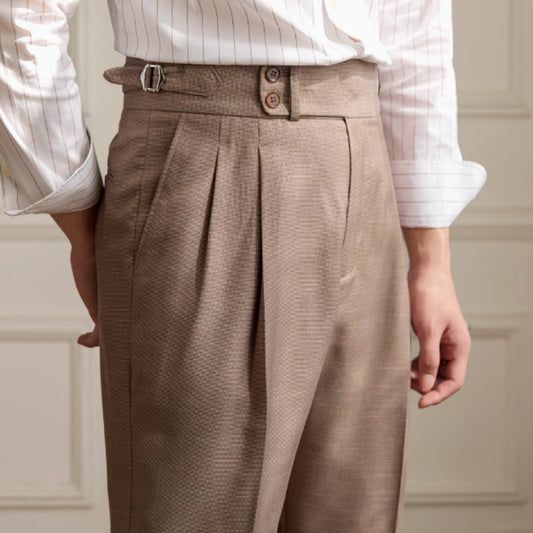 Retro Italian Wool Blended Lightweight Casual Suit Pants