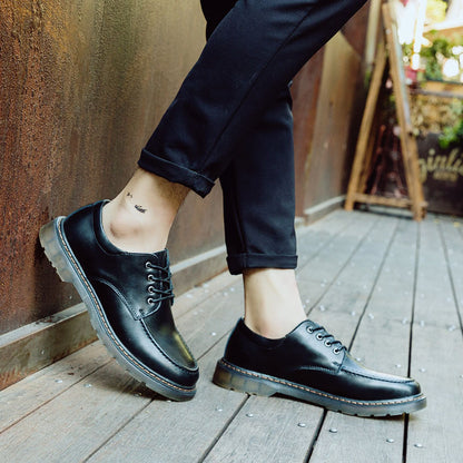 Men's Low Top British Leather Tooling Casual Leather Shoes