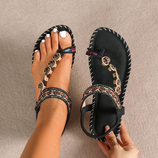Sandali Donna Piatti Bohémien da Spiaggia con Strass – 9 Colori